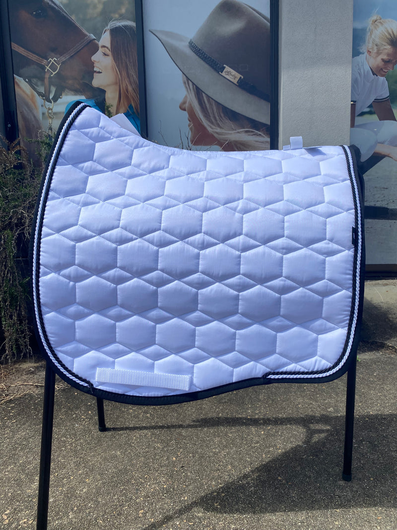 Mattes White Dressage Saddlepad with Black Trim