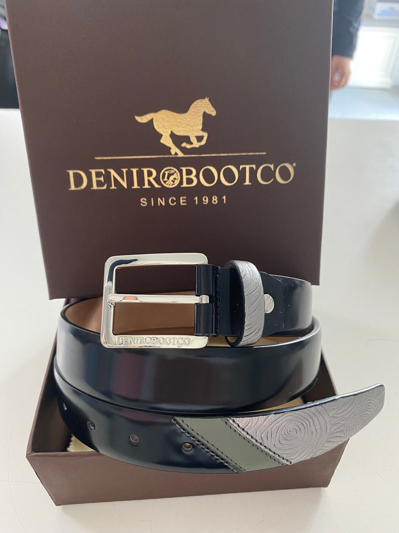 Deniro 00B Belt in Black & Silver