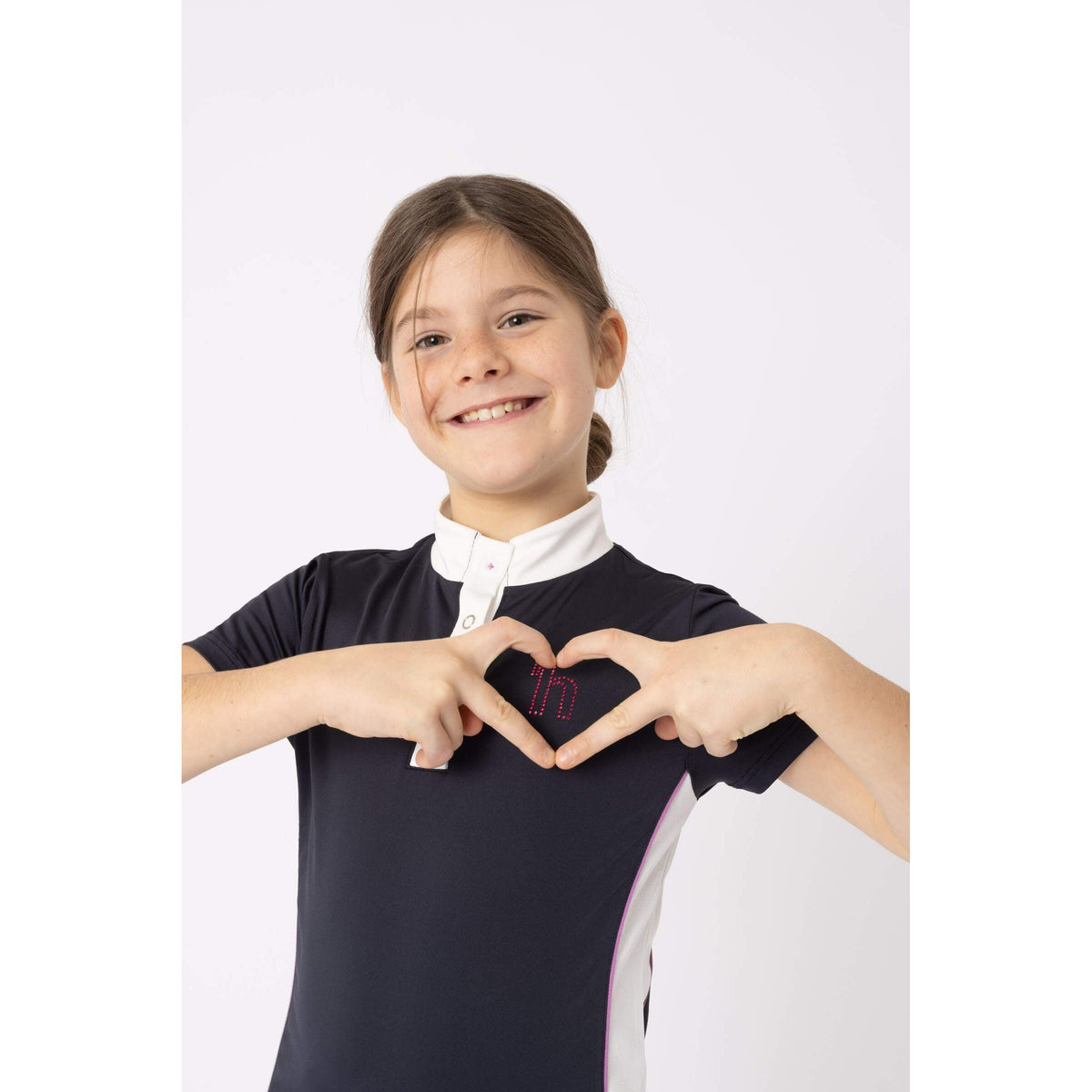 HORZE CLOTHING Horze Kids Nyra Show Shirt in Navy